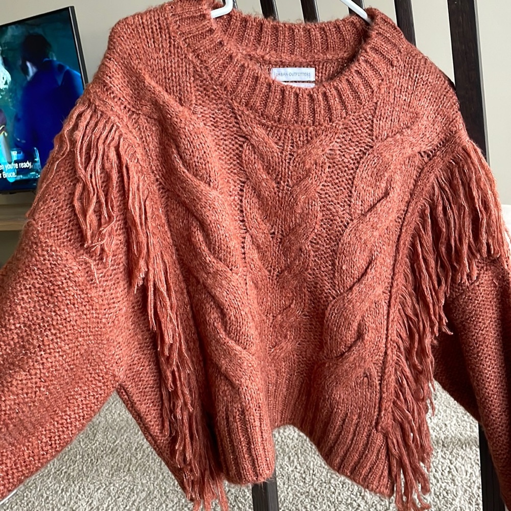 Fringe Sweater with fun braiding detail on front